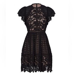 Rebecca Taylor Black Lace Midi Dress